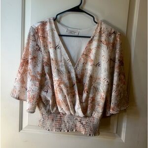 Saints & Hearts V-Neck Cropped Blouse